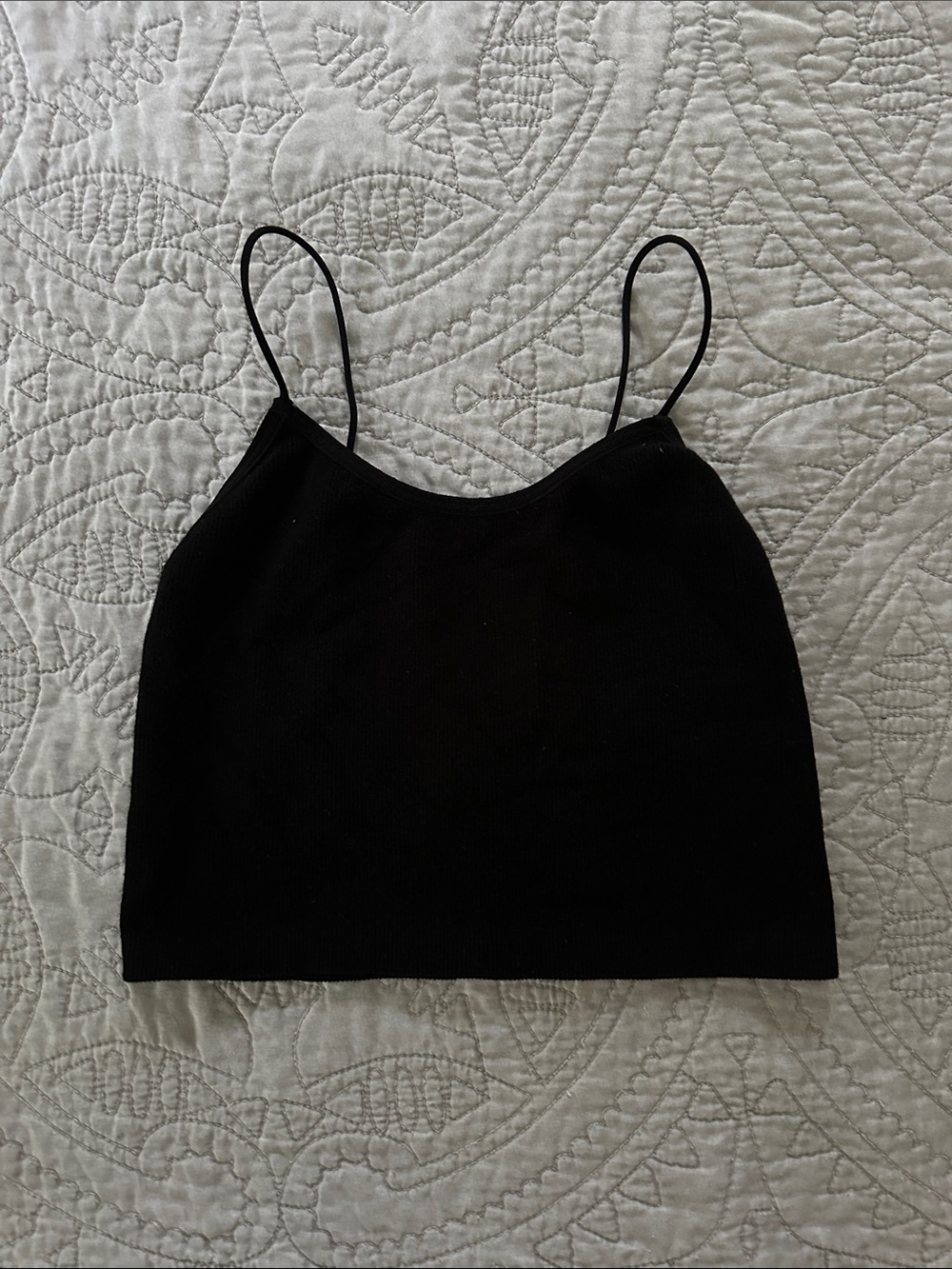 Black Spaghetti Strap Crop Cami Top scoop back- Women